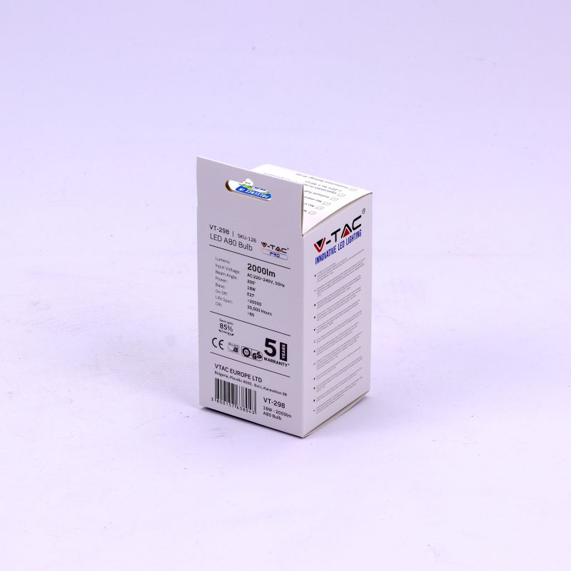 LED Bulb - SAMSUNG CHIP 18W E27 A80 Plastic 3000K