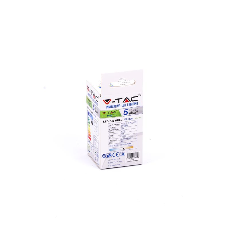 LED Bulb - SAMSUNG CHIP 4.5W E14 A++ P45 Plastic 4000K