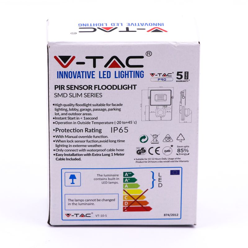 10W LED Sensor Floodlight SAMSUNG CHIP Cut-OFF Function White Body 3000K