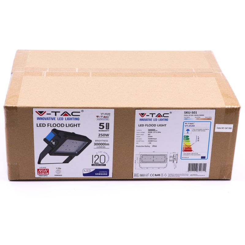 250W LED Floodlight SAMSUNG CHIP Meanwell Driver 60'D 6000K