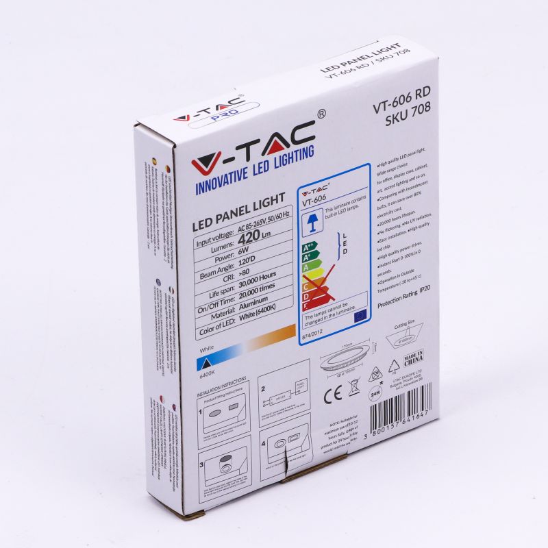 6W LED Panel Premium SAMSUNG CHIP Round 6400K