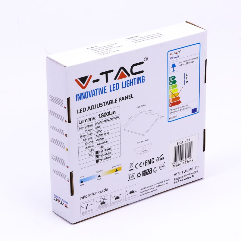 24W LED Adjustable Panel SAMSUNG CHIP Square 4000K