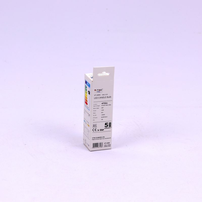 LED Bulb - SAMSUNG CHIP 5.5W E14 Plastic Candle Flame 6400K