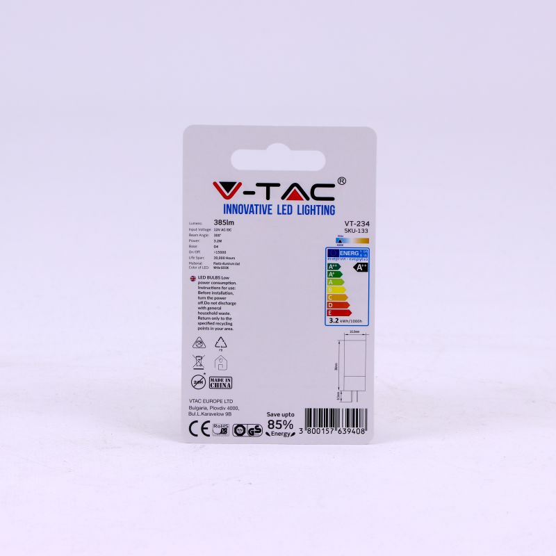 LED Spotlight SAMSUNG CHIP - G4 3.2W Plastic 6400K