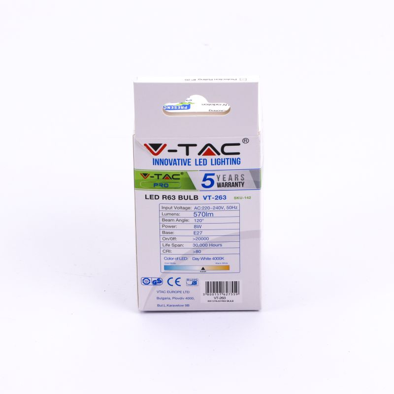 LED Bulb - SAMSUNG CHIP 8.5W E27 R63 Plastic 4000K