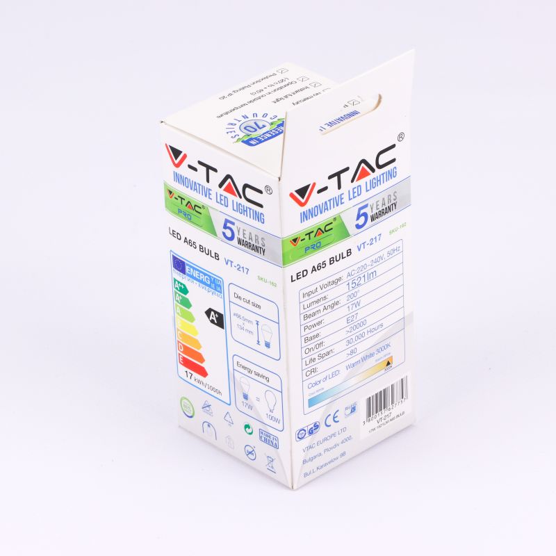 LED Bulb - SAMSUNG CHIP 17W E27 A65 Plastic 3000K