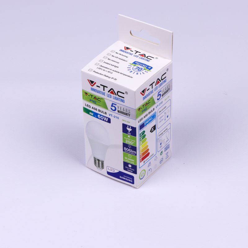 LED Bulb - SAMSUNG CHIP 9W E27 A58 Plastic 3000K