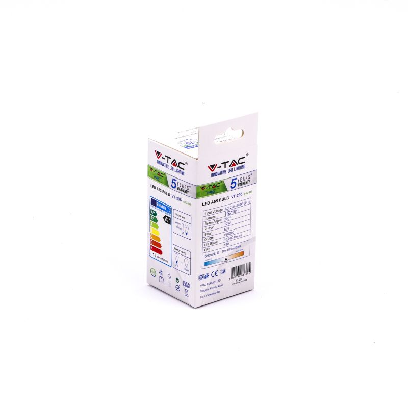 LED Bulb - SAMSUNG CHIP 12W E27 A++ A65 Plastic 4000K