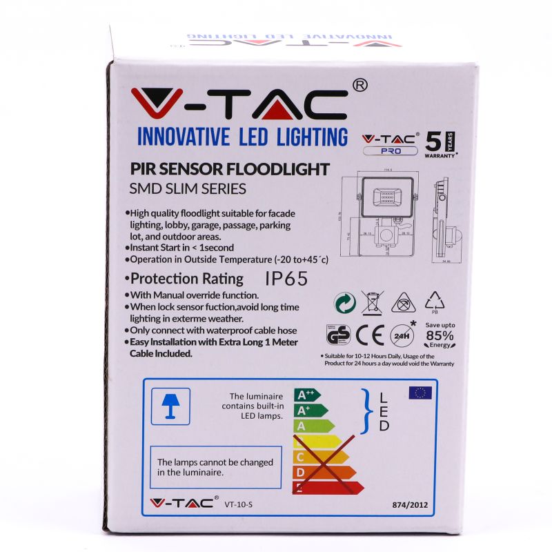 10W LED Sensor Floodlight SAMSUNG CHIP Cut-OFF Function White Body 3000K