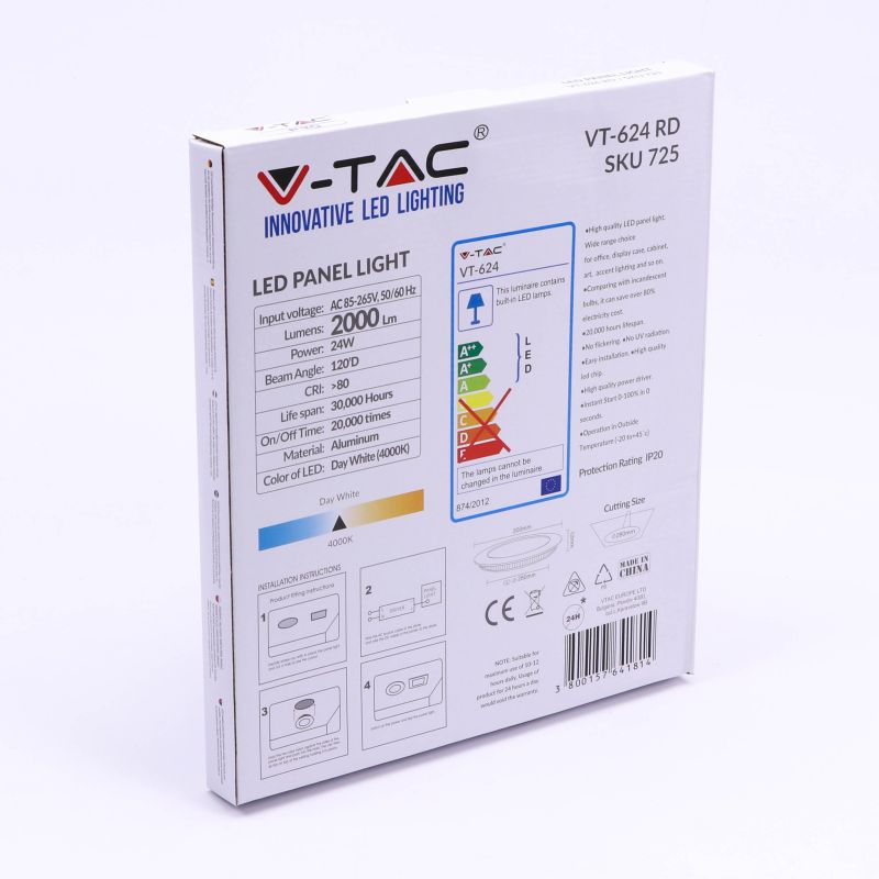 24W LED Panel Premium SAMSUNG CHIP Round 4000K