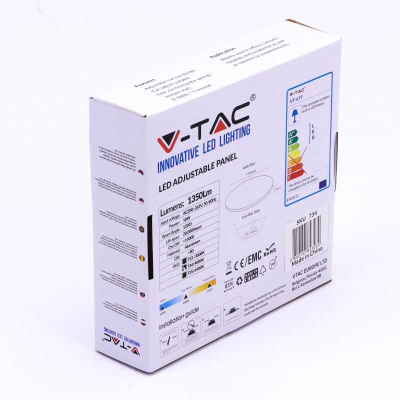 18W LED Adjustable Panel SAMSUNG CHIP Round 4000K