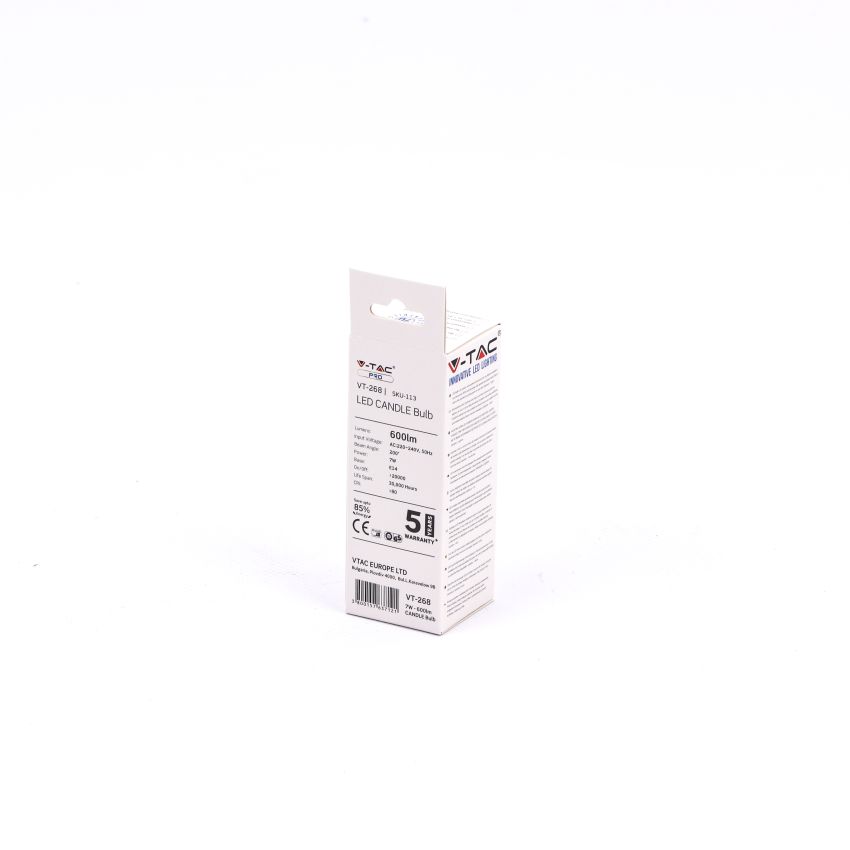 LED Bulb - SAMSUNG CHIP 7W E14 Plastic Candle 6400K