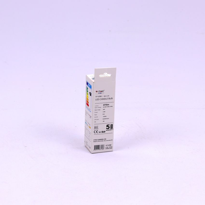 LED Bulb - SAMSUNG CHIP 5.5W E14 Plastic Candle Flame 6400K