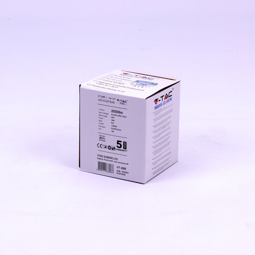 LED Bulb - SAMSUNG CHIP 18W E27 G120 Plastic 2000LM 6400K