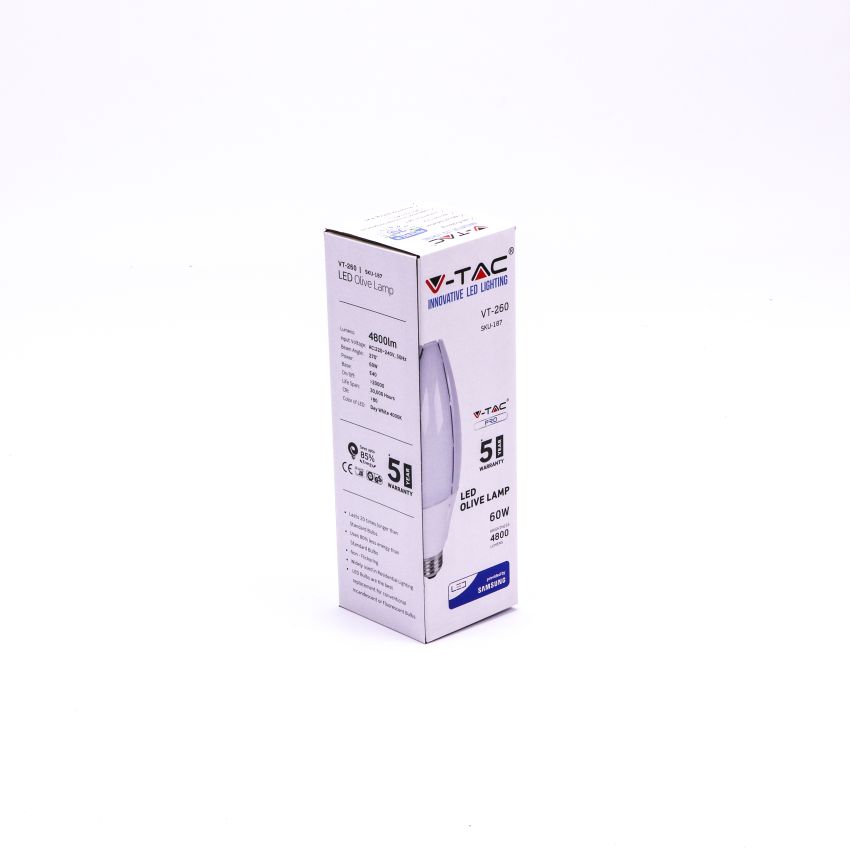 LED Bulb - SAMSUNG CHIP 60W E40 Olive Lamp 4000K