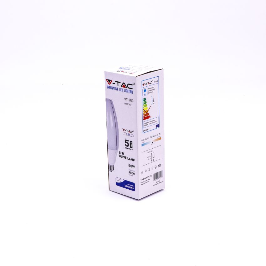 LED Bulb - SAMSUNG CHIP 60W E40 Olive Lamp 4000K