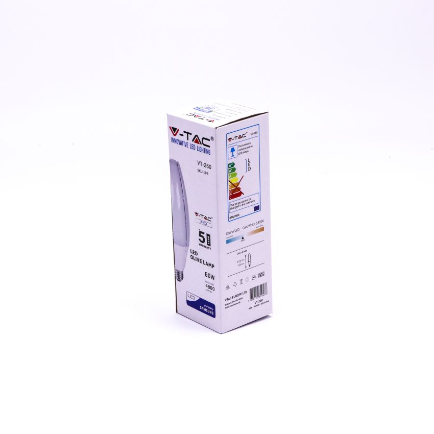 LED Bulb - SAMSUNG CHIP 60W E40 Olive Lamp 6400K