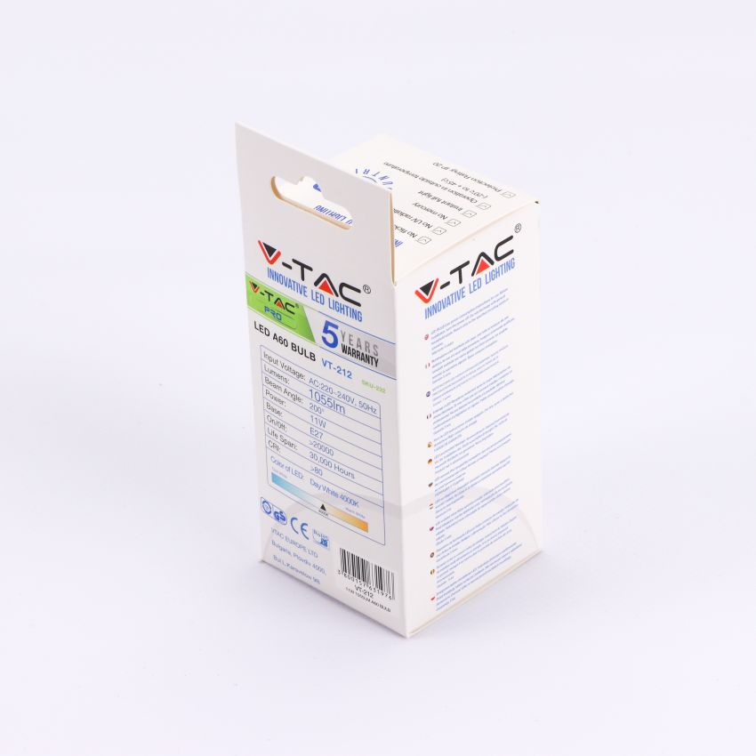 LED Bulb - SAMSUNG CHIP 11W E27 A60 Plastic 4000K