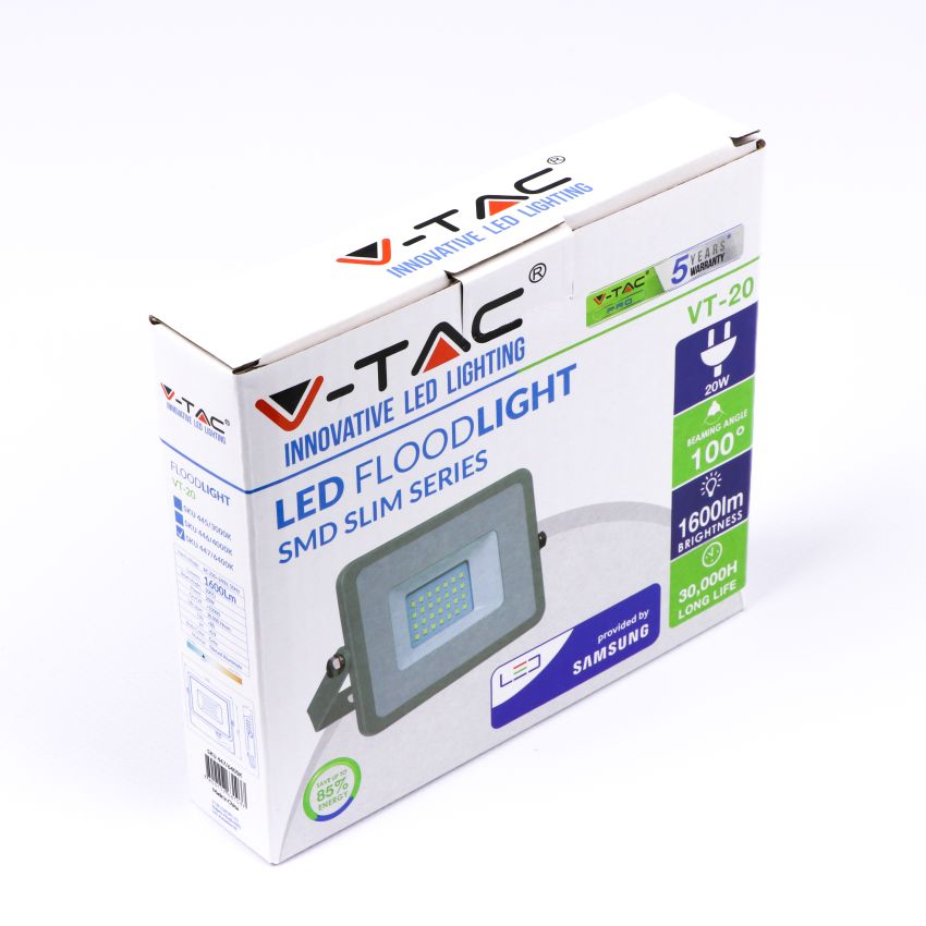 20W LED Floodlight SMD SAMSUNG CHIP Grey Body 6400K