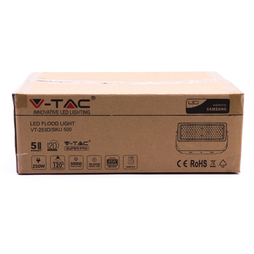 250W LED Floodlight SAMSUNG CHIP Meanwell Driver 120'D 6000K