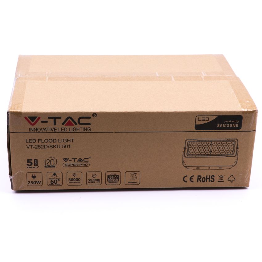 250W LED Floodlight SAMSUNG CHIP Meanwell Driver 60'D 6000K