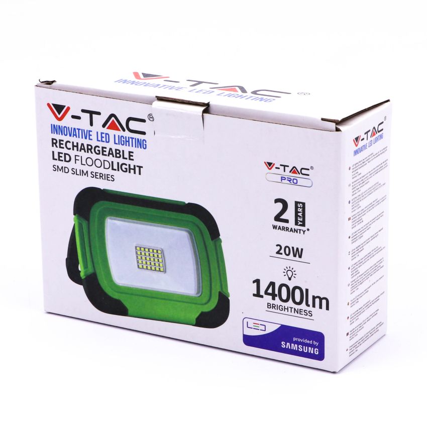 20W LED Floodlight Rechargeable SAMSUNG CHIP USB + SOS Function IP44 4000