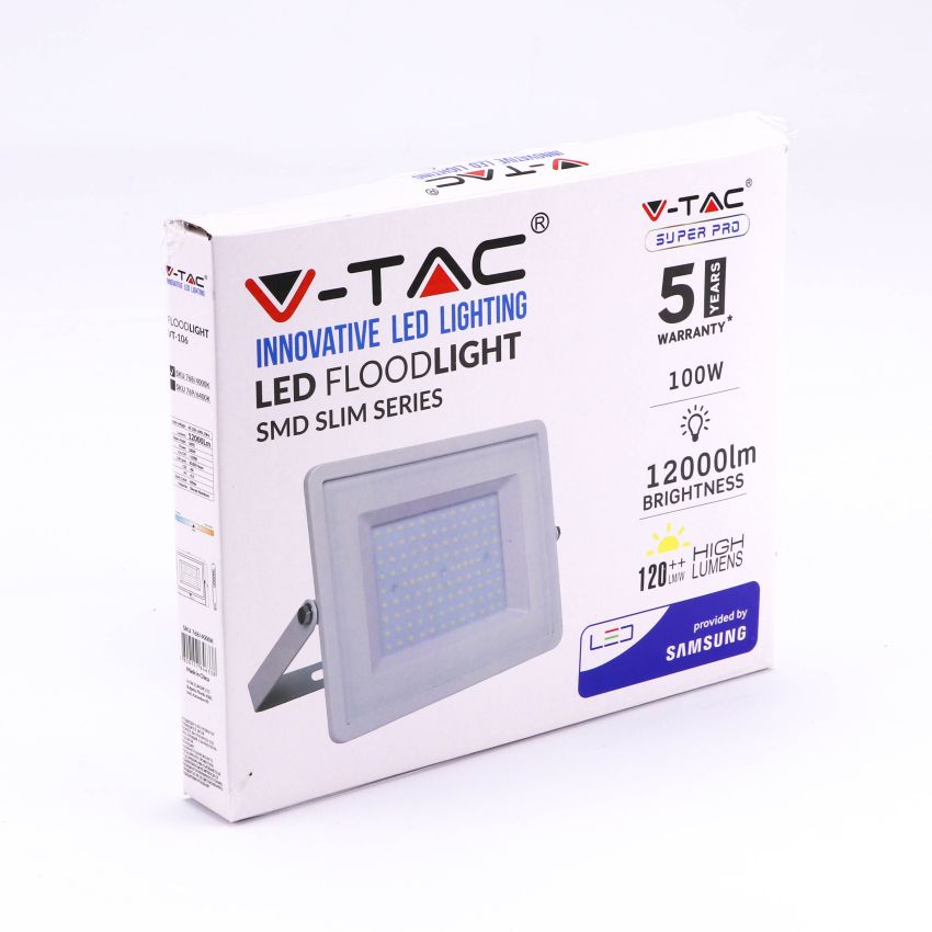 100W LED Floodlight SMD SAMSUNG CHIP G2 SLIM White Body 4000K 