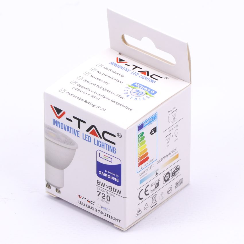 LED Spotlight SAMSUNG CHIP - GU10 7.5W 110В° With Lens 6400K