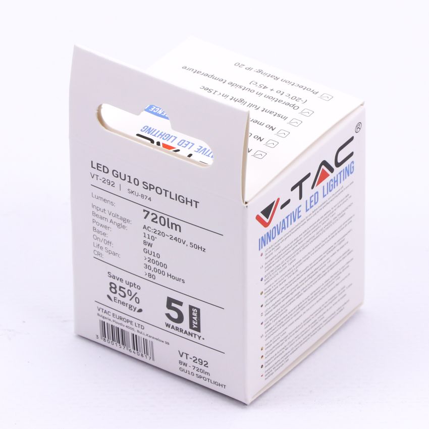 LED Spotlight SAMSUNG CHIP - GU10 7.5W 110В° With Lens 6400K