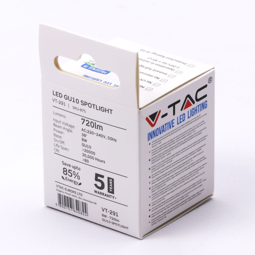 LED Spotlight SAMSUNG CHIP - GU10 7.5W 38В° With Lens 3000K